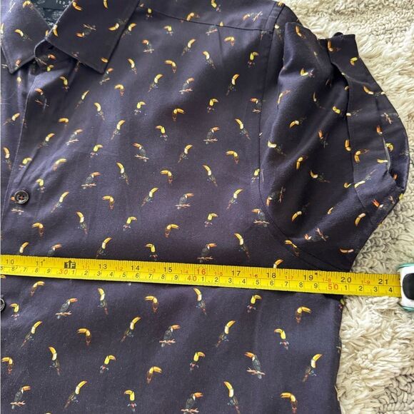 Ted Baker London Toucan Bird Print Shirt Slim Navy Size- 3 / M - Picture 8 of 9